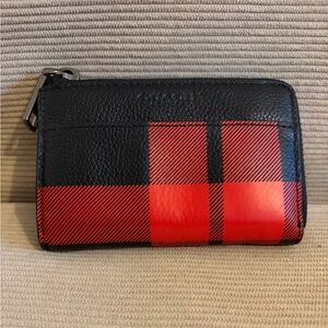 Coach Black and Red Plaid Card Holder